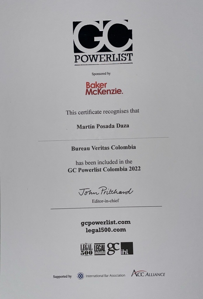 Condecoración Martín Posada Integra la lista GC Powerlist Colombia 2022